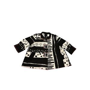 Ali Miles Boxy Button Up Knit‎ Shirt Women's PXL Art to Wear Casual Fun